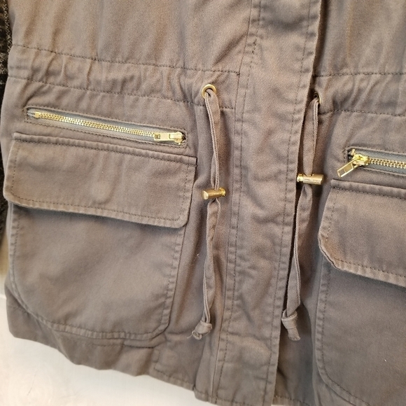 {S} Forever 21 Military Jacket Woven Pattern Sleeves - Picture 3 of 9